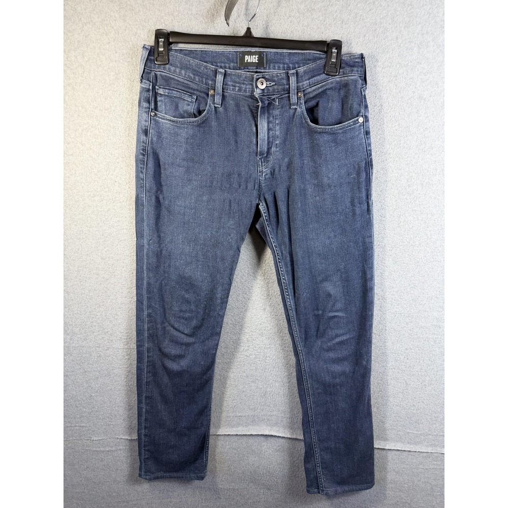Paige Jeans Mens 30x30 Blue Slim Straight Denim Stretch Classic Fit Pants Casual